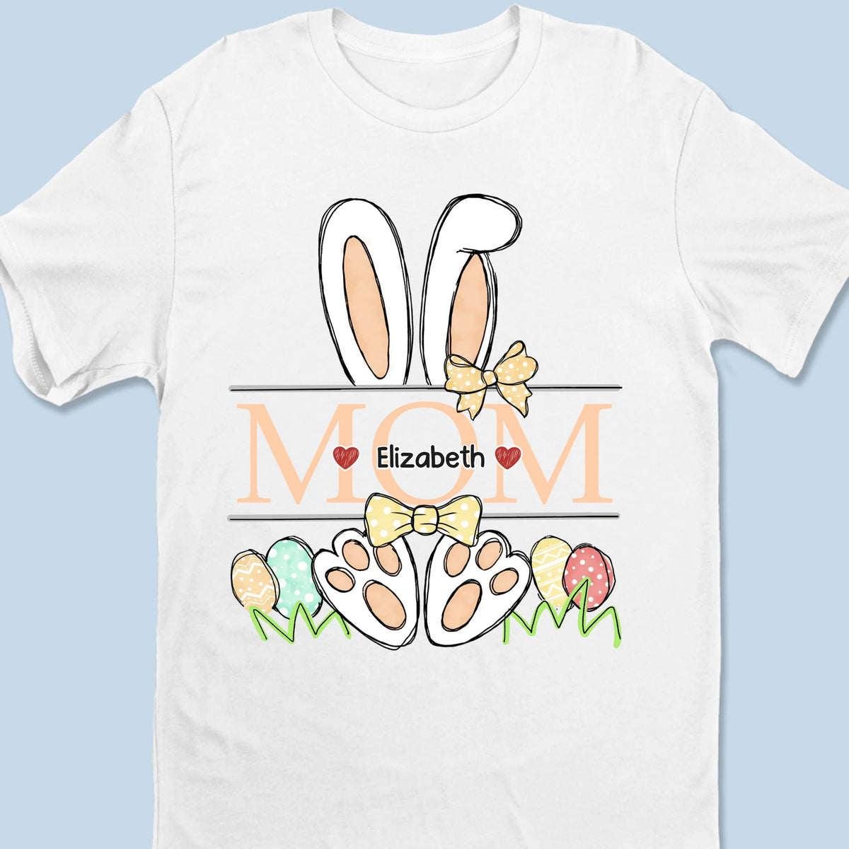 Bunny Hug Squad - T-shirt unisexe personnalisé pour la famille, t-shirt premium, sweat à capuche - Cadeau de Pâques pour maman, grand-mère