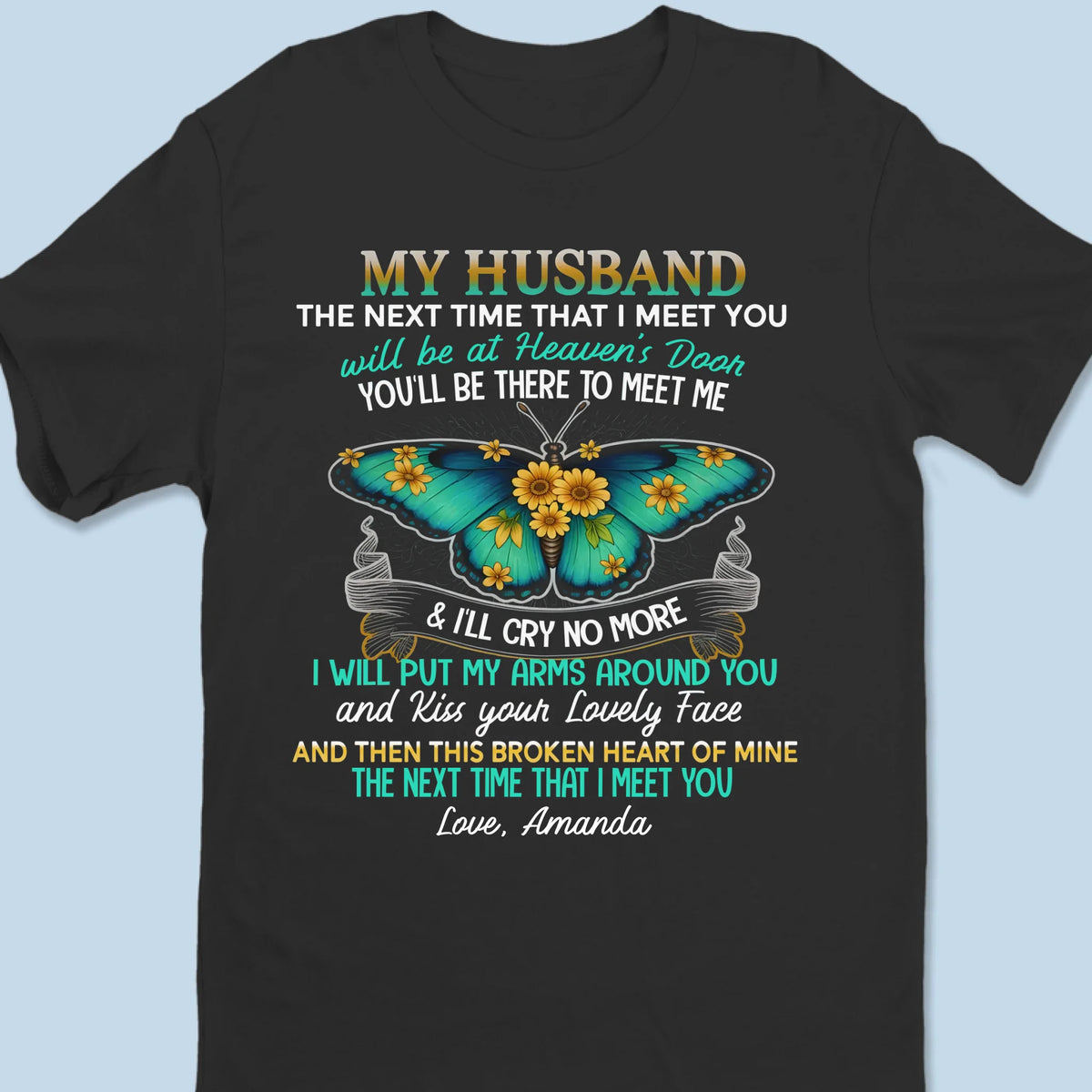 Mon cœur se souvient, mon âme attend - T-shirt unisexe personnalisé commémoratif, t-shirt premium, sweat à capuche - Cadeau de condoléances pour les membres de la famille