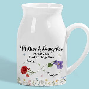 L'amour entre mère et fille est éternel - Vase à fleurs personnalisé pour la décoration intérieure - Cadeau de fête des mères, de pendaison de crémaillère pour maman et fille