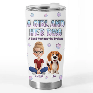 Une fille et son chien, un couple parfait - Gobelet personnalisé avec effet gonflable 3D imprimé chien - Cadeau pour propriétaires d'animaux et amoureux des animaux