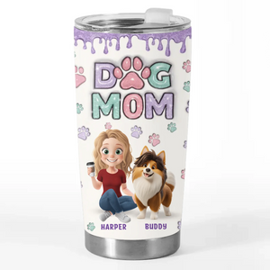 Maman chien, vie heureuse ! Gobelet personnalisé avec effet gonflable 3D imprimé pour chien - Cadeau pour propriétaires et amoureux des animaux