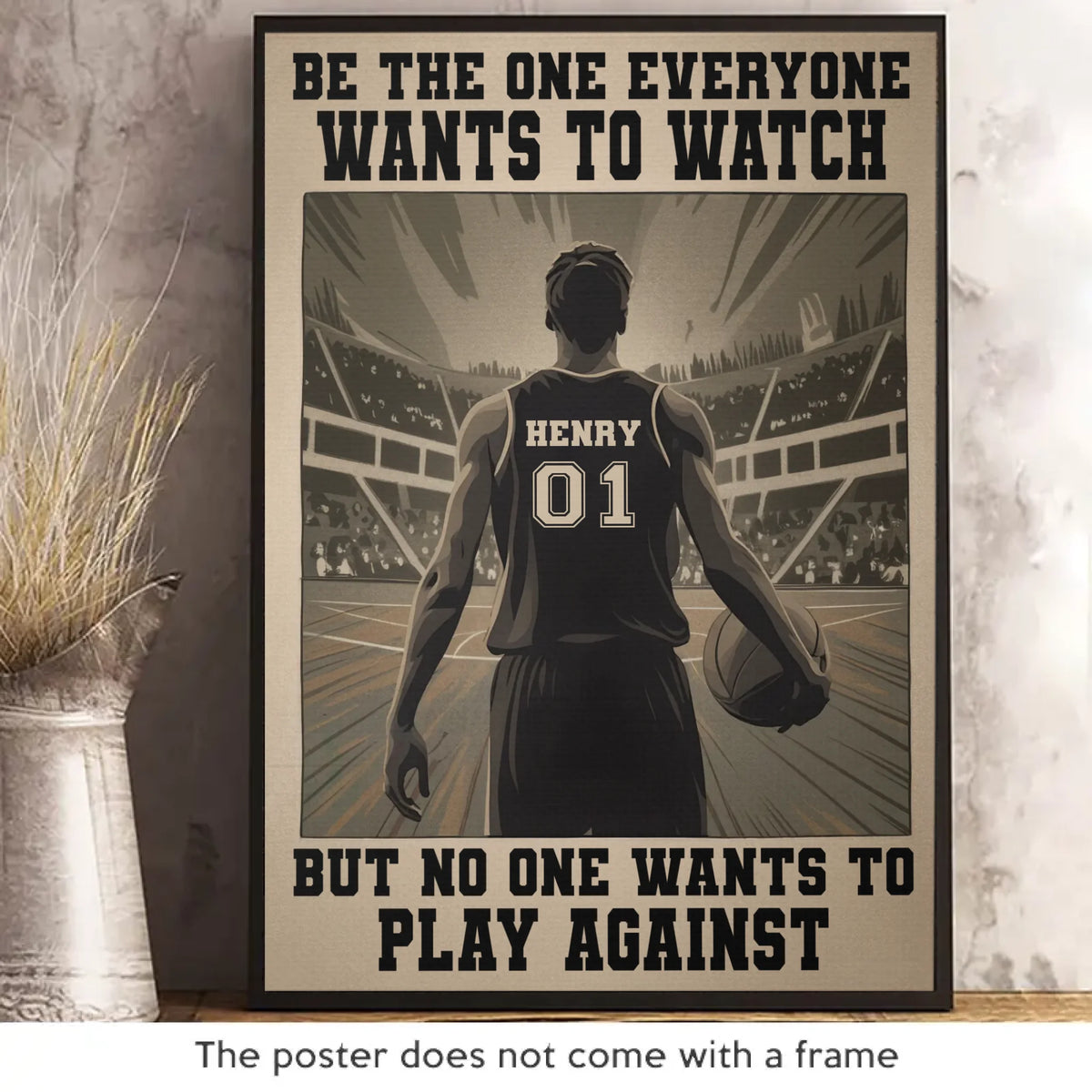 Jouez dur, tenez bon, gagnez gros - Affiche verticale personnalisée - Cadeau pour les amateurs de sport, les joueurs de sport