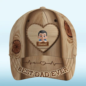 Papa, mon cœur t'appartient - Casquette personnalisée familiale, casquette classique à imprimé intégral - Fête des pères, cadeau pour papa, grand-père