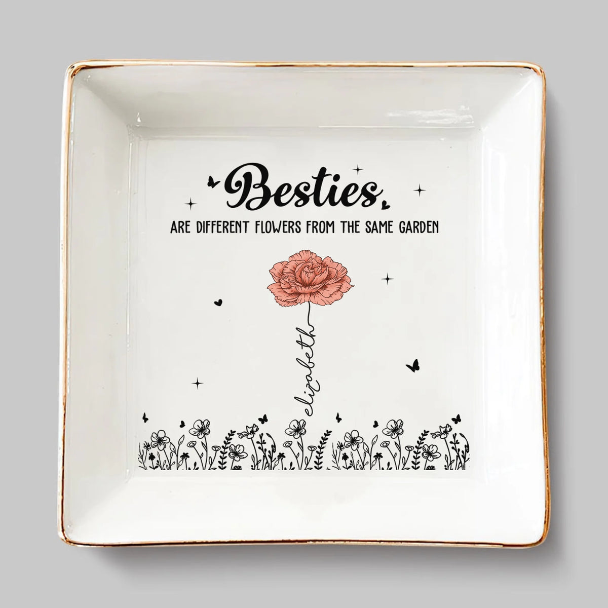 Les meilleures amies sont les fleurs qui illuminent la vie - Porte-bijoux personnalisé Bestie - Cadeau pour meilleures amies, meilleures amies et sœurs