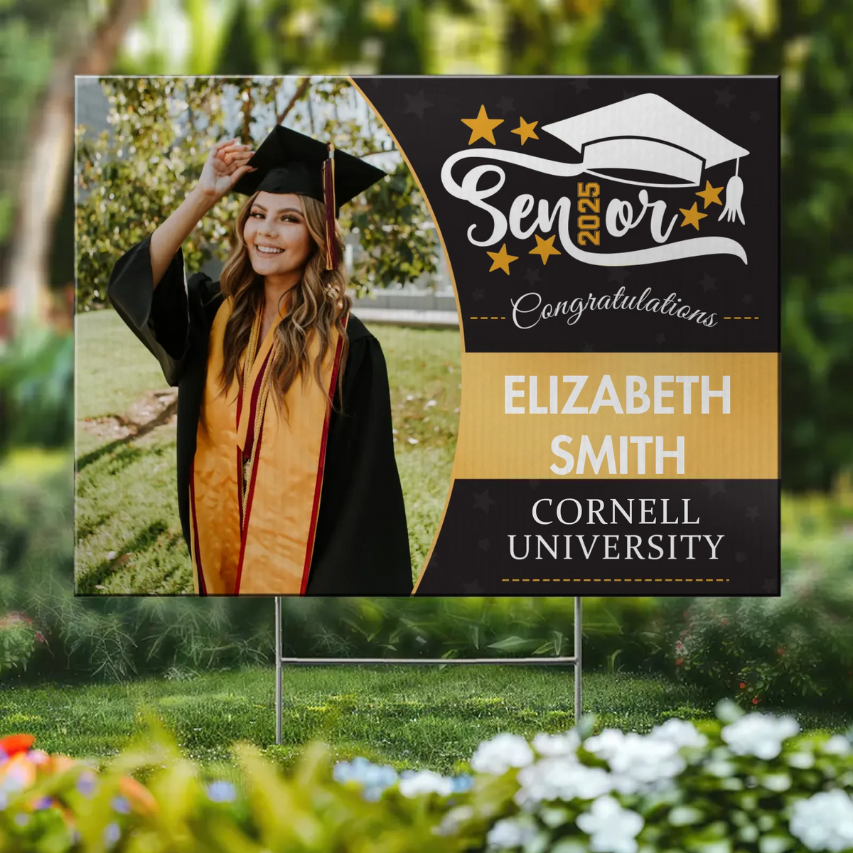 Photo personnalisée Le voyage vers le succès vient de commencer - Panneau de jardin personnalisé pour la famille - Cadeau de remise de diplôme pour les membres de la famille, les frères et sœurs