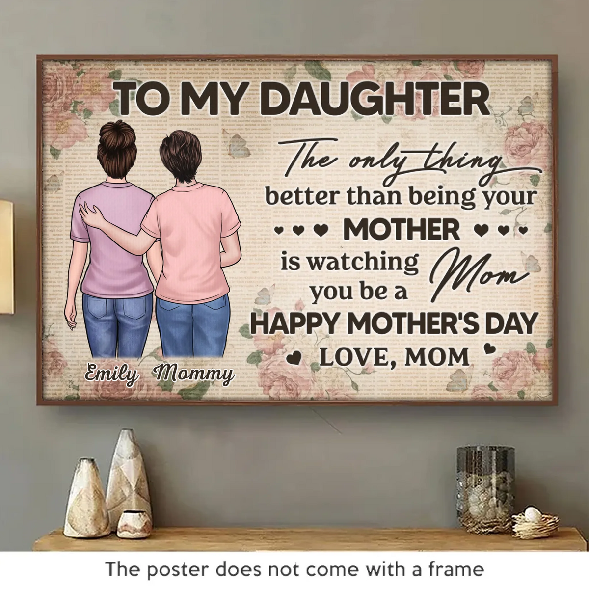 Ma petite fille, ma plus grande fierté - Affiche horizontale personnalisée pour la famille - Fête des Mères, cadeau pour maman, fille