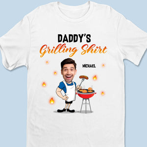 T-shirt personnalisé avec photo « Maître du gril, roi du froid » - T-shirt unisexe personnalisé pour la famille, t-shirt premium, sweat à capuche - Cadeau pour la fête des pères, papa, grand-père