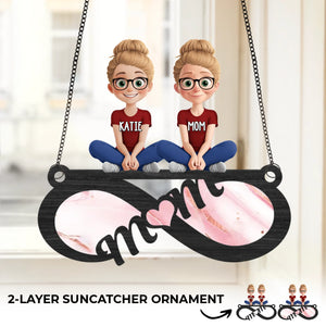 Mommy’s Love, Infinite As This Bond - Family Personalized Window Hanging Suncatcher Ornament - Mother's Day, Gift For Mom, Grandma