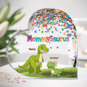 L'amour grandit là où maman est - Plaque acrylique personnalisée en forme de cœur pour la famille - Fête des Mères, cadeau pour maman, grand-mère