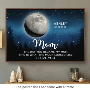 Maman, tu brilles comme la lune - Affiche horizontale personnalisée pour la famille - Fête des mères, cadeau pour maman, grand-mère