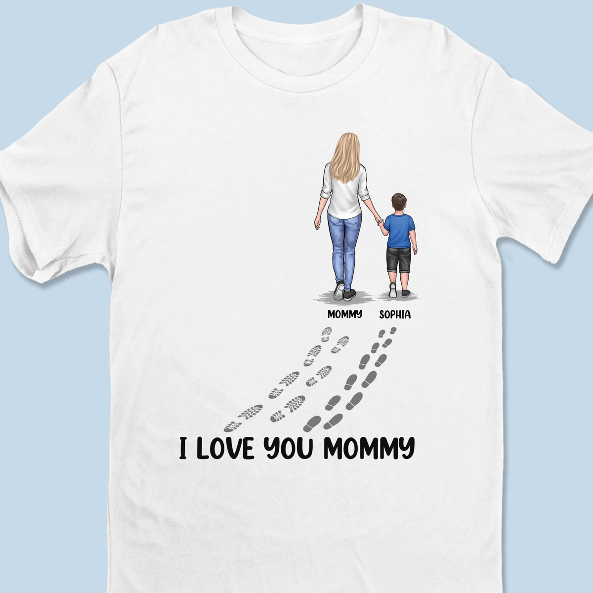 Suivez vos traces avec amour et gratitude - T-shirt unisexe personnalisé pour la famille, T-shirt premium, sweat à capuche - Cadeau de fête des mères pour maman, grand-mère