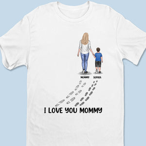 Suivez vos traces avec amour et gratitude - T-shirt unisexe personnalisé pour la famille, T-shirt premium, sweat à capuche - Cadeau de fête des mères pour maman, grand-mère