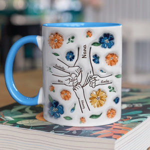 Je me sens en sécurité en te tenant la main - Mug personnalisé avec effet gonflé 3D imprimé - Fête des Mères, cadeau pour maman, grand-mère