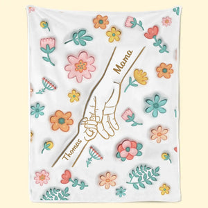 Doigts liés avec amour - Couverture familiale personnalisée avec effet gonflable 3D - Cadeau pour la fête des mères, maman, grand-mère