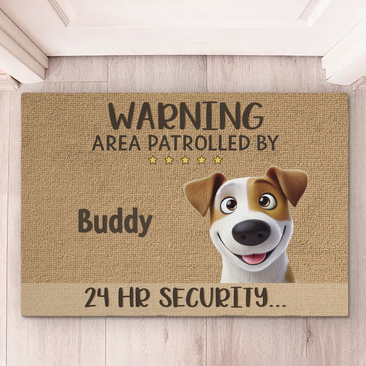 Chiens de garde à la queue remuante – Tapis décoratif personnalisé pour chien – Cadeau de pendaison de crémaillère pour propriétaires et amoureux des animaux