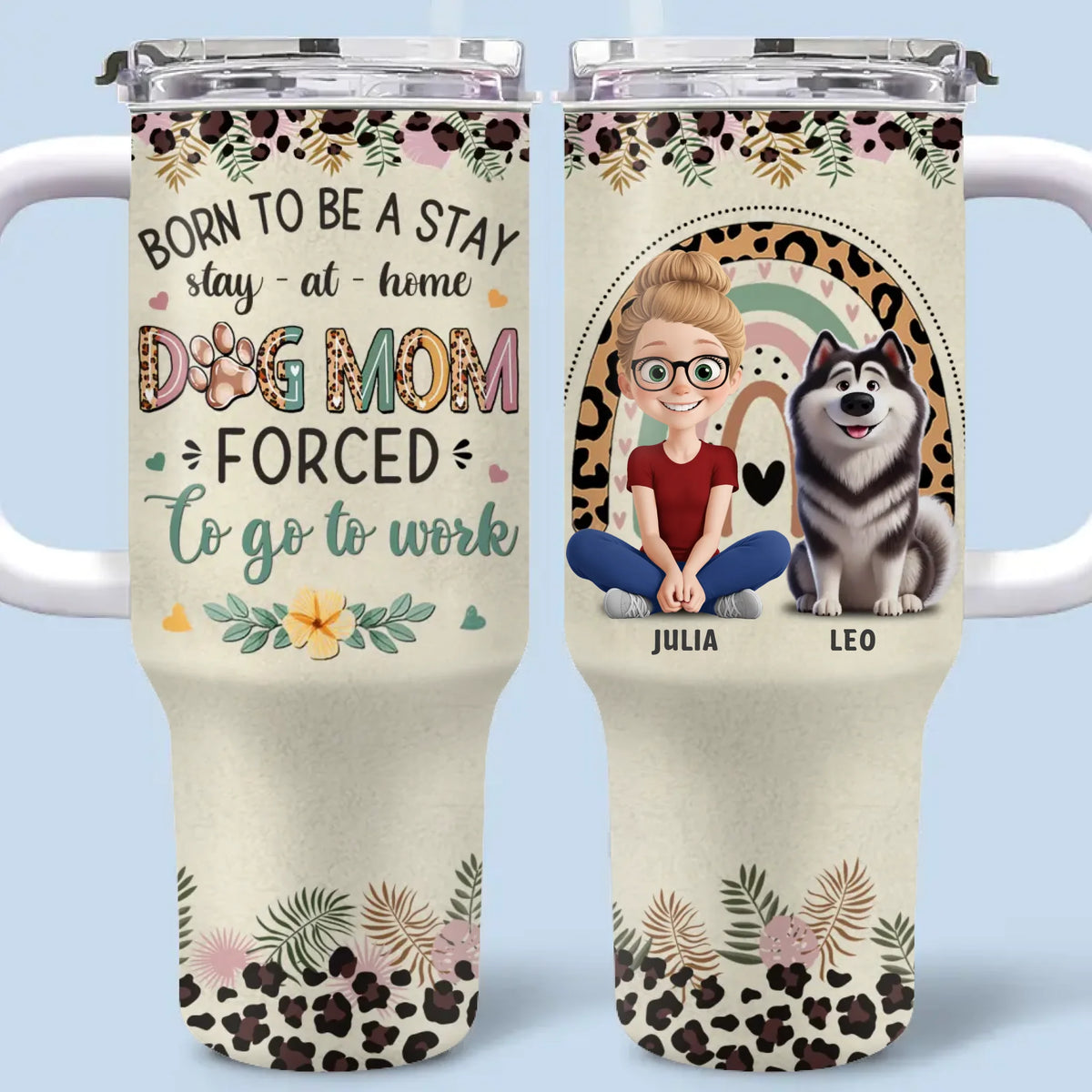 Je veux juste passer plus de temps avec mon chien ! Gobelet personnalisé en acier inoxydable de 1 134 g avec poignée. Cadeau idéal pour les propriétaires et les amoureux des animaux.