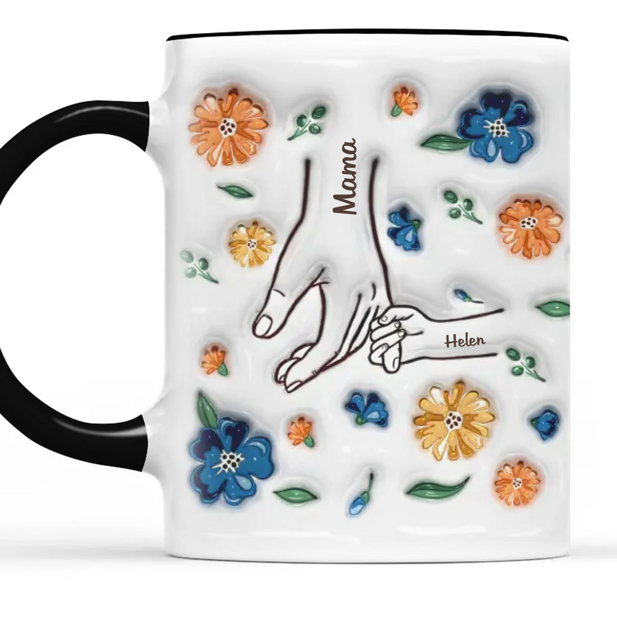 Maman tient nos cœurs ensemble - Mug personnalisé 3D effet gonflé imprimé pour la famille - Nouveauté, fête des mères, cadeau pour maman, grand-mère