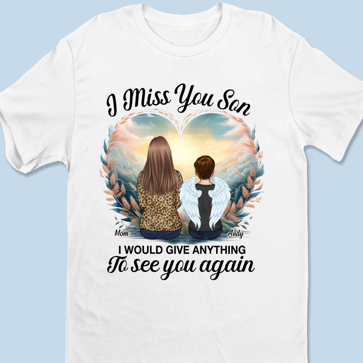 L'amour demeure au-delà de l'adieu - T-shirt unisexe personnalisé commémoratif, t-shirt premium, sweat à capuche - Cadeau de condoléances pour les membres de la famille, fille, fils