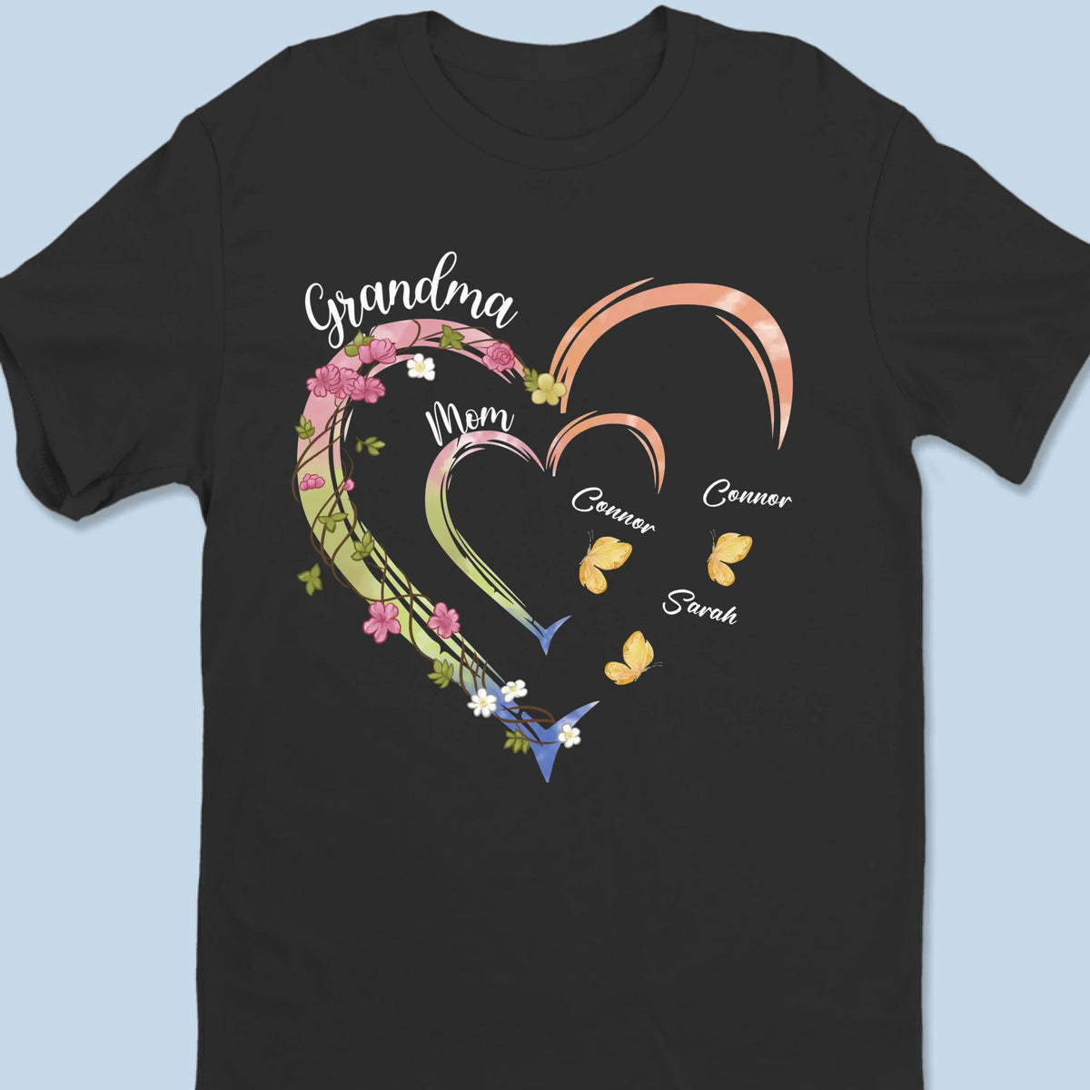 Cœurs toujours connectés - T-shirt unisexe personnalisé pour la famille, t-shirt premium, sweat à capuche - Fête des Mères, cadeau pour maman, grand-mère