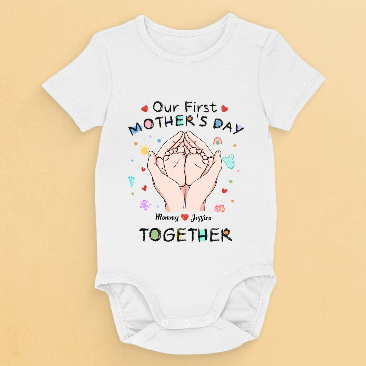Ensemble dès le premier jour - Body bébé personnalisé pour la famille - Cadeau pour la fête des mères, baby shower, première maman
