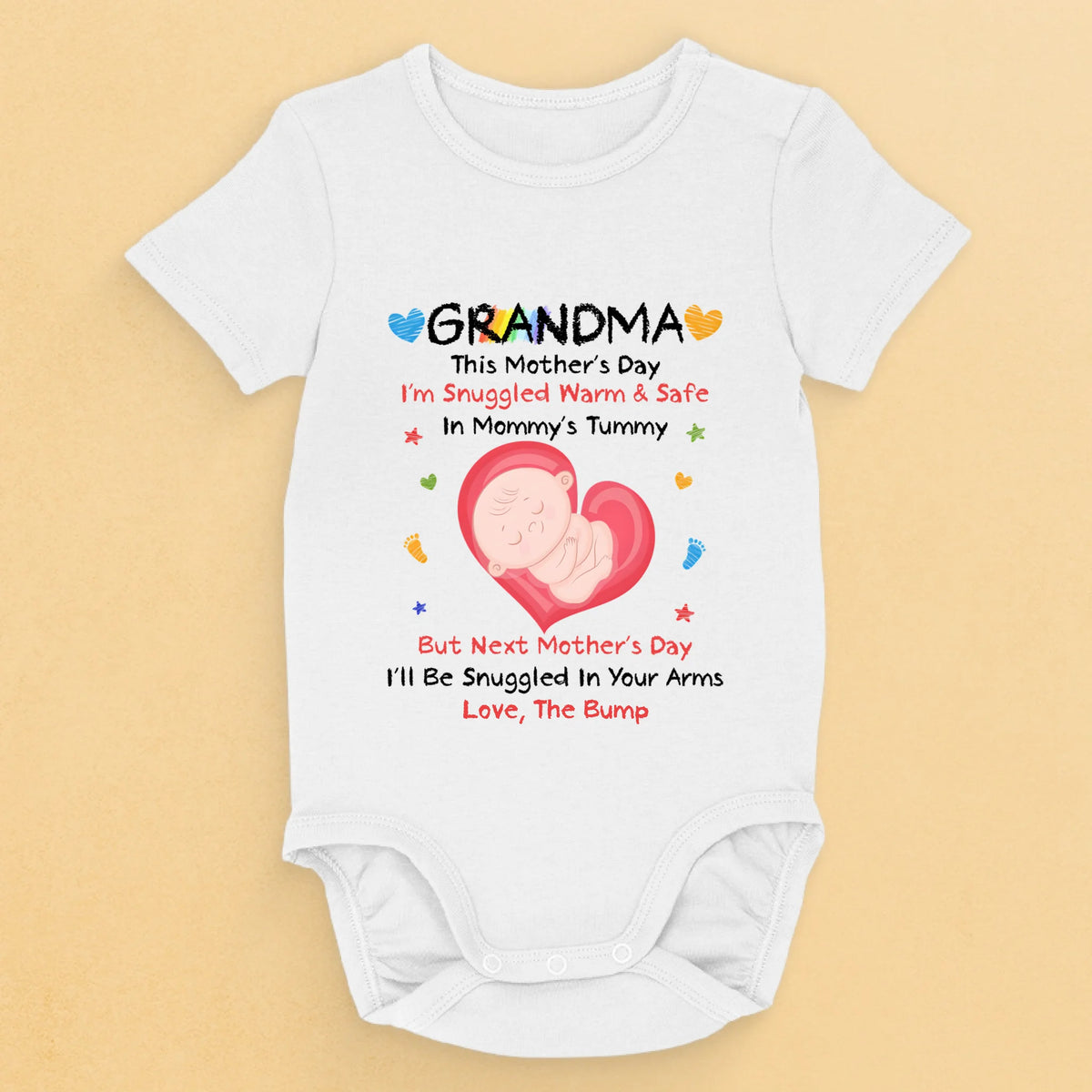 Blotti dans ton ventre, aimé pour toujours - Body bébé personnalisé en famille - Fête des Mères, cadeau de baby shower, cadeau pour première maman, bébé, nouveau-né