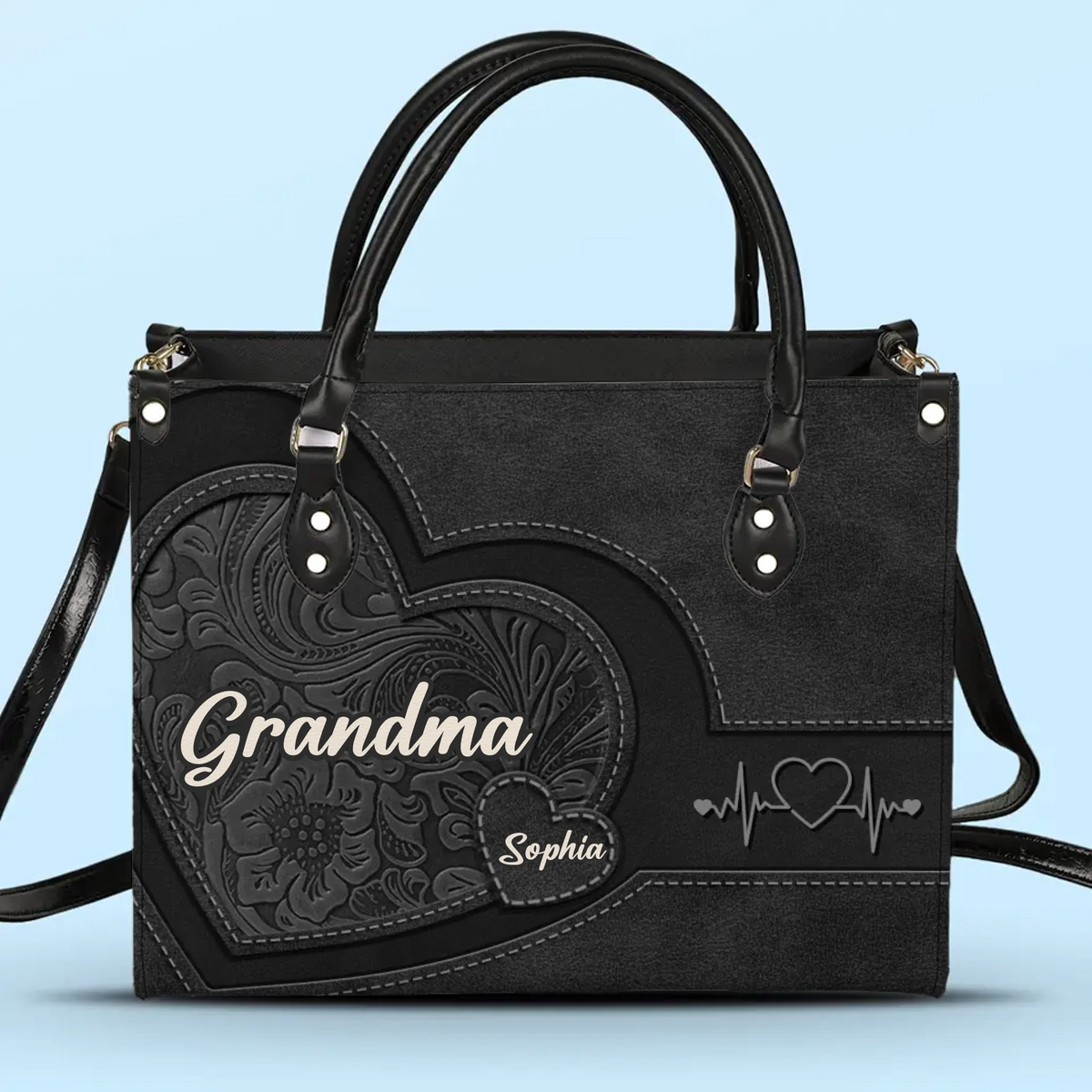 Les grands-mères sont les racines d'un arbre généalogique - Sac à main en cuir personnalisé pour la famille - Cadeau pour maman et grand-mère