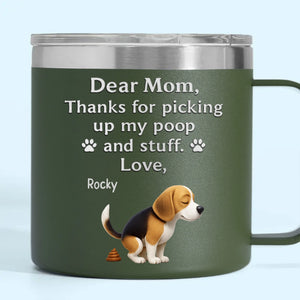 Derrière chaque aboiement se cache une maman aimante - Gobelet personnalisé en acier inoxydable de 14 oz avec poignée pour chien - Fête des Mères, cadeau pour les propriétaires d'animaux et les amoureux des animaux