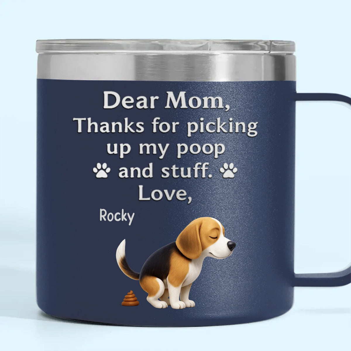 Derrière chaque aboiement se cache une maman aimante - Gobelet personnalisé en acier inoxydable de 14 oz avec poignée pour chien - Fête des Mères, cadeau pour les propriétaires d'animaux et les amoureux des animaux