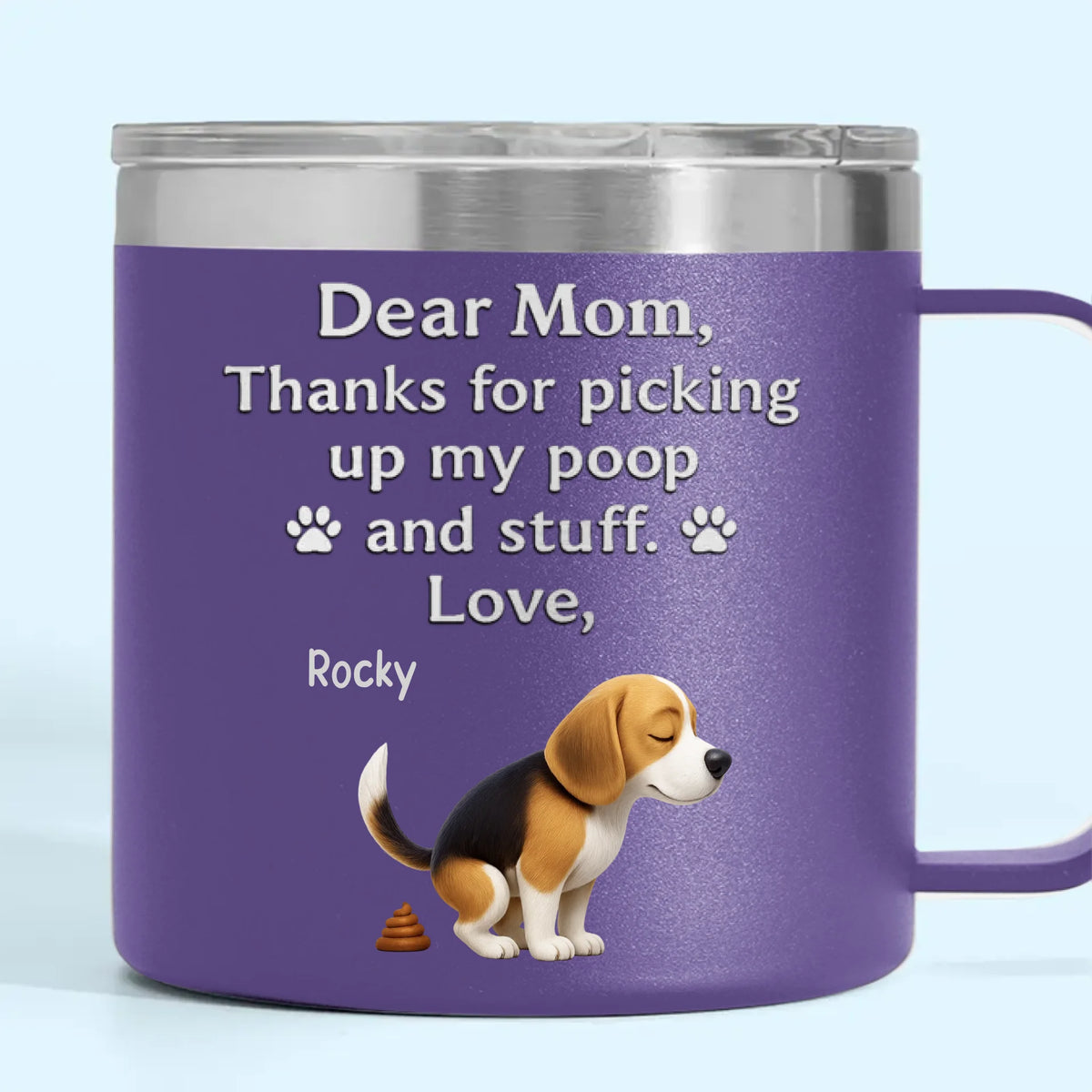 Derrière chaque aboiement se cache une maman aimante - Gobelet personnalisé en acier inoxydable de 14 oz avec poignée pour chien - Fête des Mères, cadeau pour les propriétaires d'animaux et les amoureux des animaux