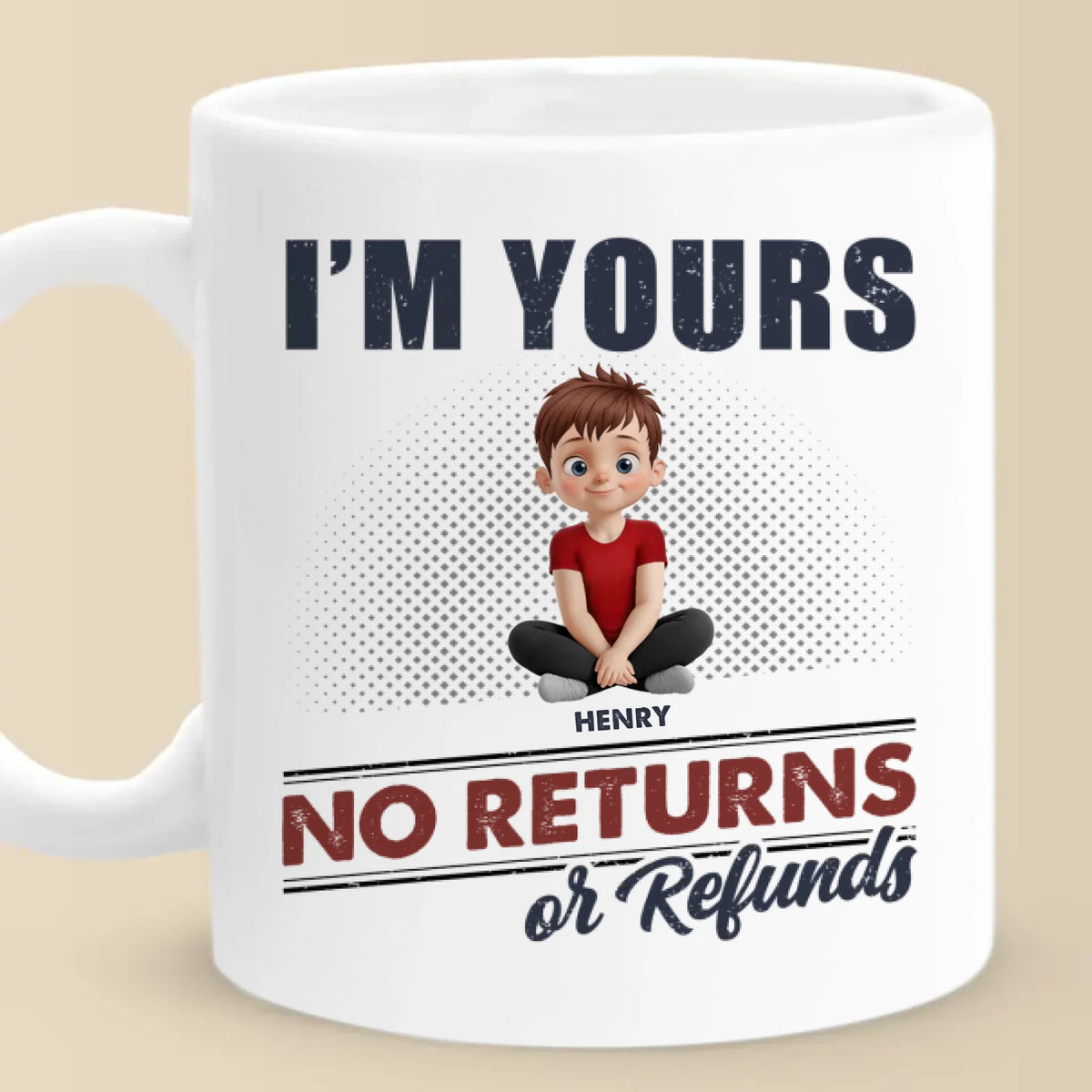 Pas de retour, tout cœur - Mug personnalisé pour la famille - Fête des Mères, cadeau pour maman, grand-mère