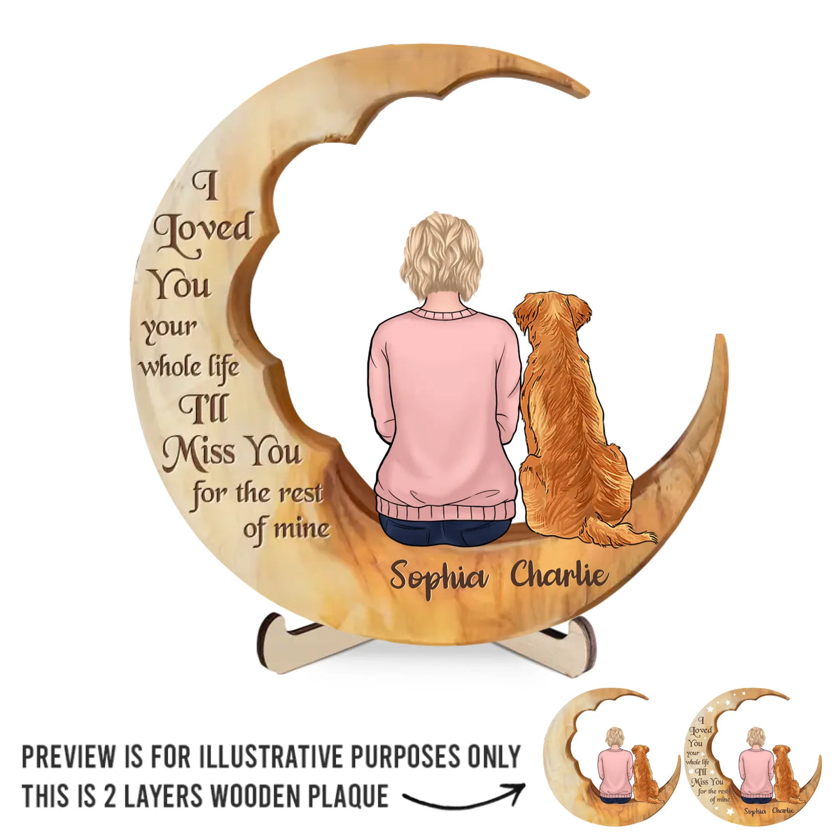 Tu me manqueras pour le reste de ma vie - Plaque commémorative personnalisée en bois à 2 couches avec support - Cadeau de condoléances, cadeau de Noël pour les propriétaires d'animaux de compagnie, les amoureux des animaux