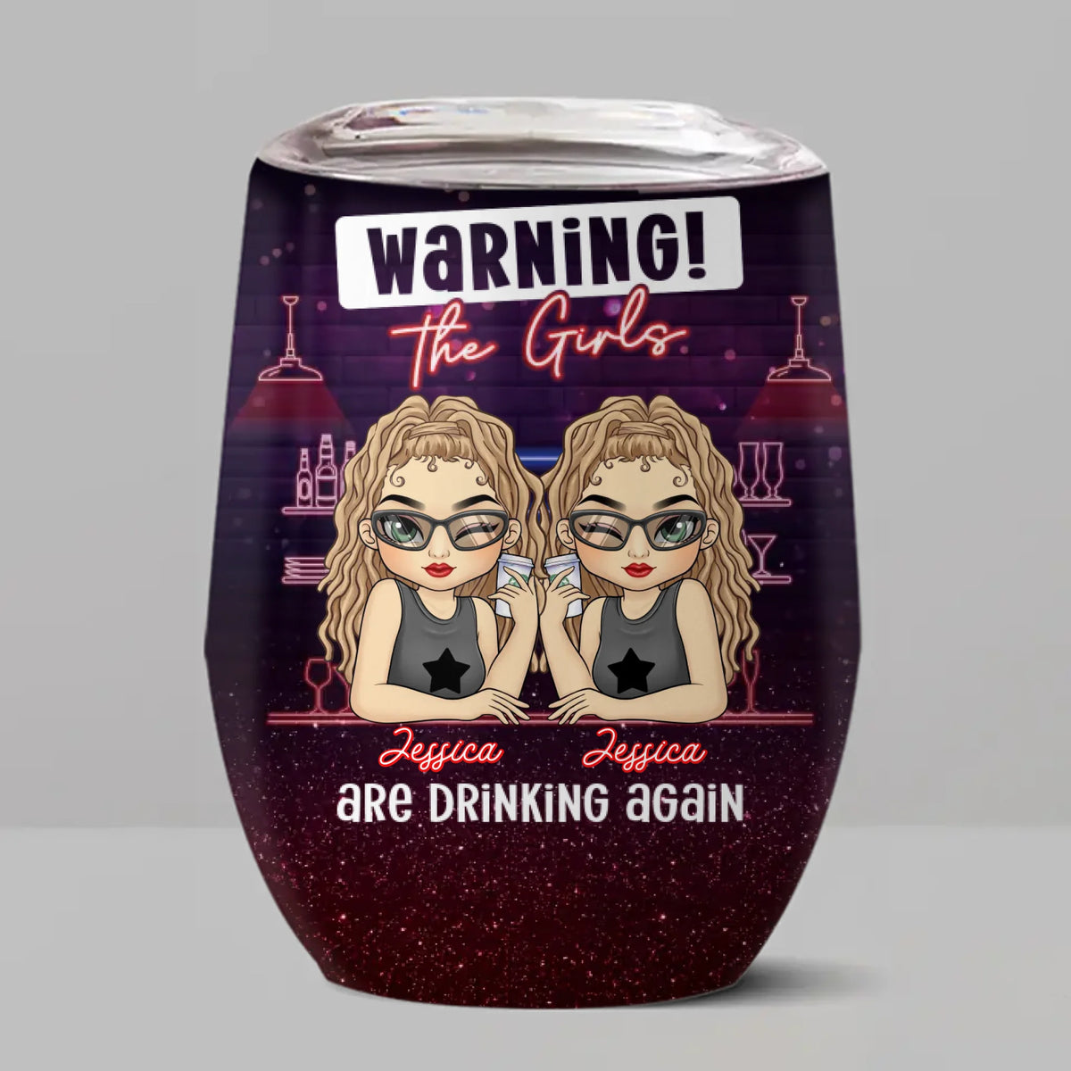 Les filles boivent à nouveau - Verre à vin personnalisé Bestie - Cadeau pour meilleures amies, meilleures amies, sœurs