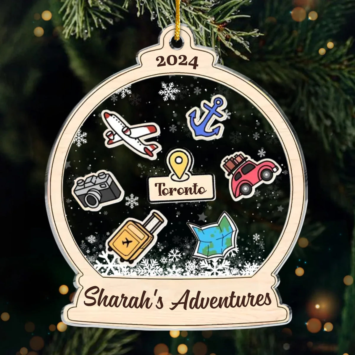 Mes voyages mémorables et amusants - Décoration de voyage personnalisée - Acrylique en forme personnalisée - Cadeau de Noël pour les membres de la famille, cadeau pour les amateurs de voyages d'aventure
