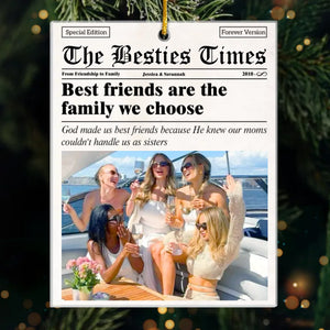 Photo personnalisée : les meilleurs amis sont la famille que nous choisissons - Ornement personnalisé Bestie personnalisé - Forme personnalisée en acrylique - Cadeau de Noël pour les meilleures amies, BFF, sœurs