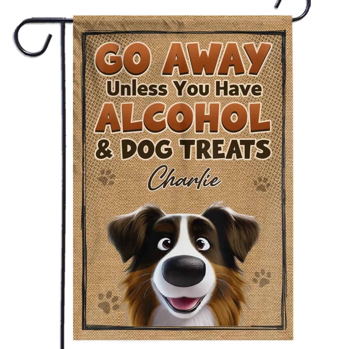 Bonnes boissons, bonnes friandises, bonne compagnie - Drapeau personnalisé pour chien - Cadeau pour propriétaires et amoureux des animaux