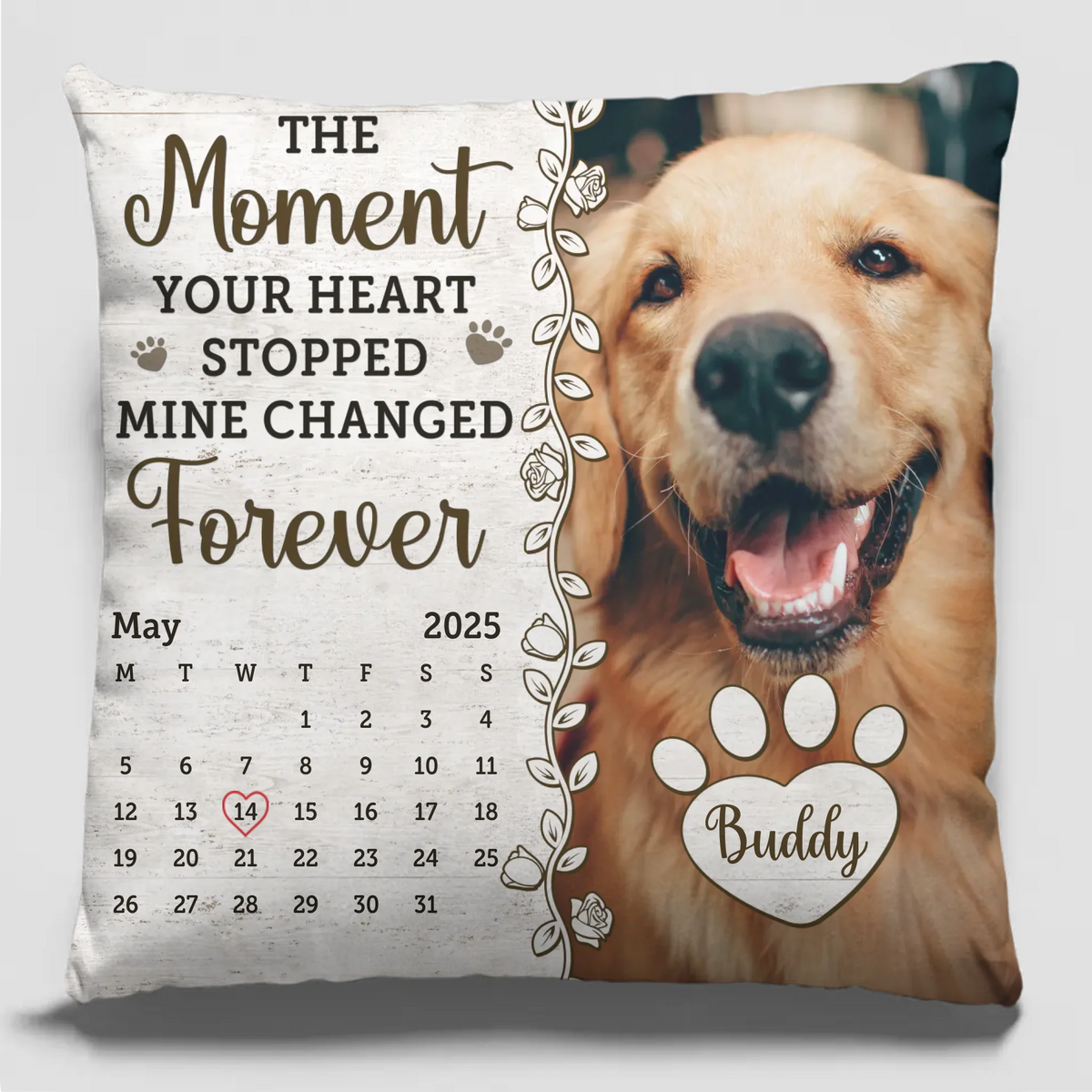 Photo personnalisée : un cadeau attentionné pour célébrer la vie d'un ami à quatre pattes - Coussin personnalisé commémoratif personnalisé - Cadeau de condoléances pour les propriétaires d'animaux et les amoureux des animaux