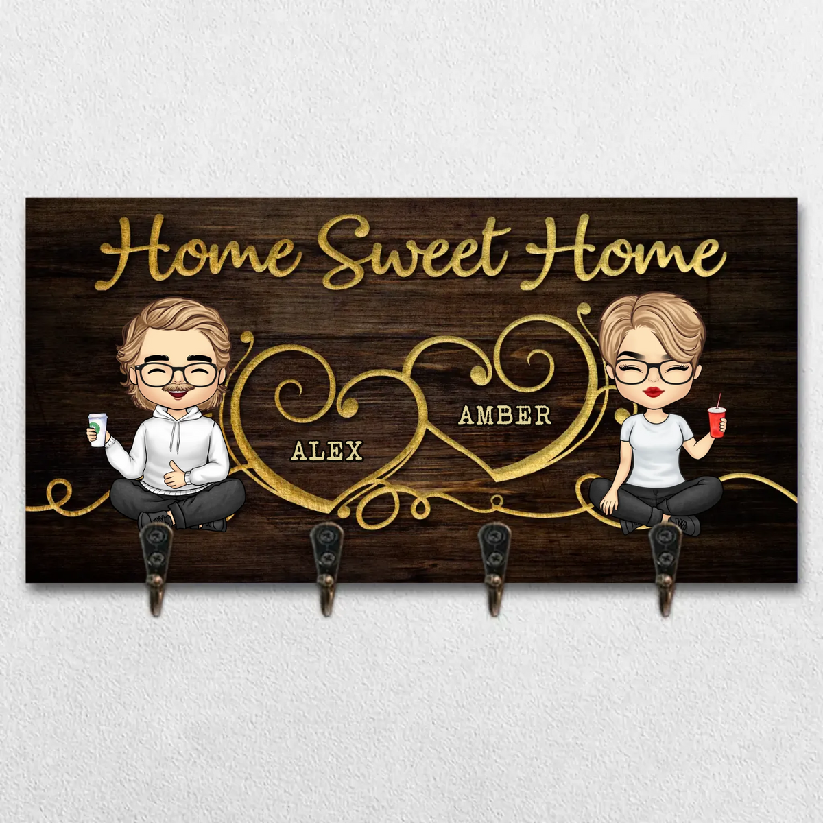 La maison est là où se trouve le cœur - Porte-clés personnalisé pour la décoration intérieure familiale, porte-clés - Cadeau de pendaison de crémaillère pour les membres de la famille, les propriétaires d'animaux et les amoureux des animaux