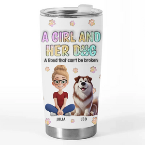 Ensemble pour toujours, une fille et ses chiens - Gobelet personnalisé avec effet gonflable 3D imprimé pour chien - Cadeau pour propriétaires et amoureux des animaux