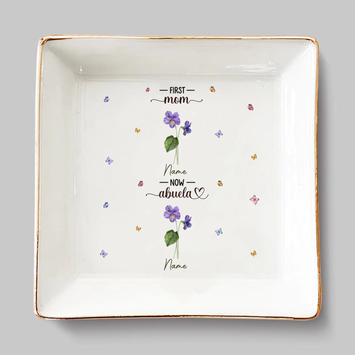 La meilleure maman promue grand-mère - Plat à bijoux personnalisé pour la famille - Cadeau pour maman et grand-mère