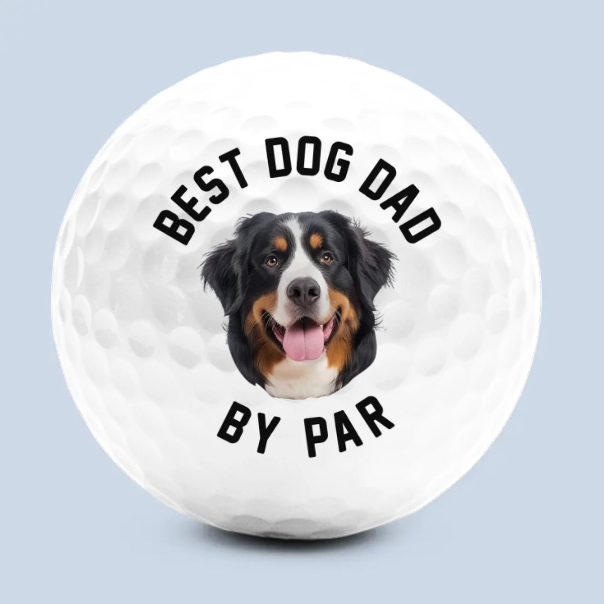Photo personnalisée « Dad Dog On Par » - Balle de golf personnalisée pour chien et chat - Cadeau pour la fête des pères, pour les amateurs de sport, les joueurs, les propriétaires d'animaux et les amoureux des animaux