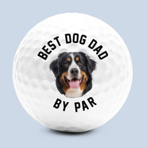 Photo personnalisée « Dad Dog On Par » - Balle de golf personnalisée pour chien et chat - Cadeau pour la fête des pères, pour les amateurs de sport, les joueurs, les propriétaires d'animaux et les amoureux des animaux