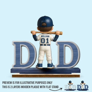 Pitch Perfect Dad - Plaque en bois personnalisée à 2 couches avec support plat - Cadeau de fête des pères, de pendaison de crémaillère pour papa, amateur de sport et joueur de sport