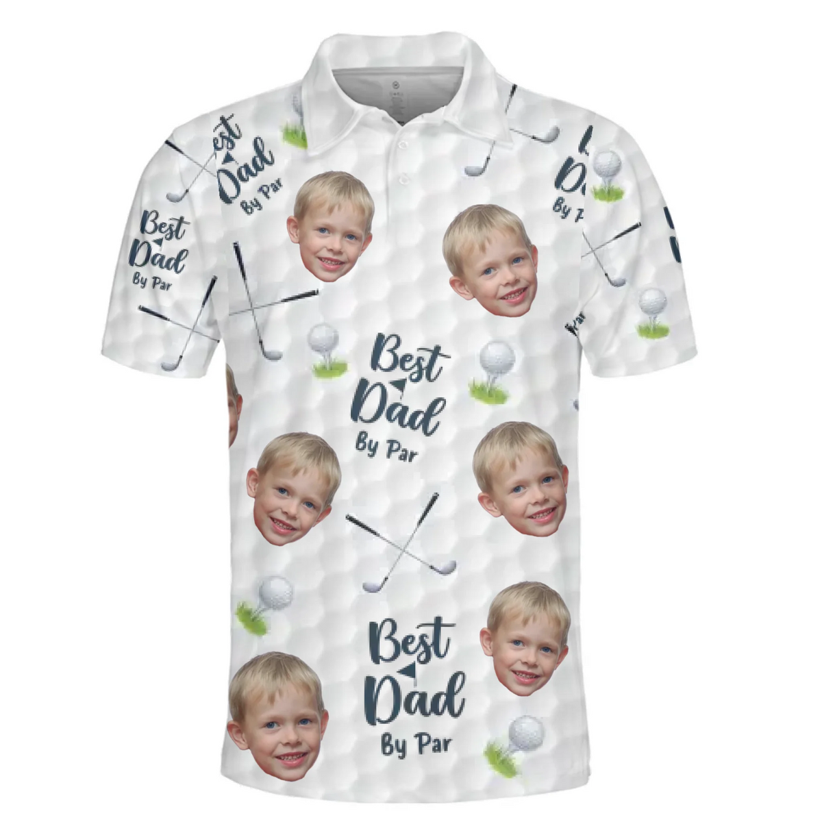 Polo personnalisé avec photo « Meilleur papa » par Par - Polo familial personnalisé avec imprimé intégral - Cadeau pour la fête des pères, les amateurs de sport et les sportifs