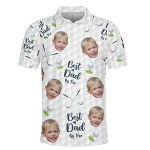 Polo personnalisé avec photo « Meilleur papa » par Par - Polo familial personnalisé avec imprimé intégral - Cadeau pour la fête des pères, les amateurs de sport et les sportifs