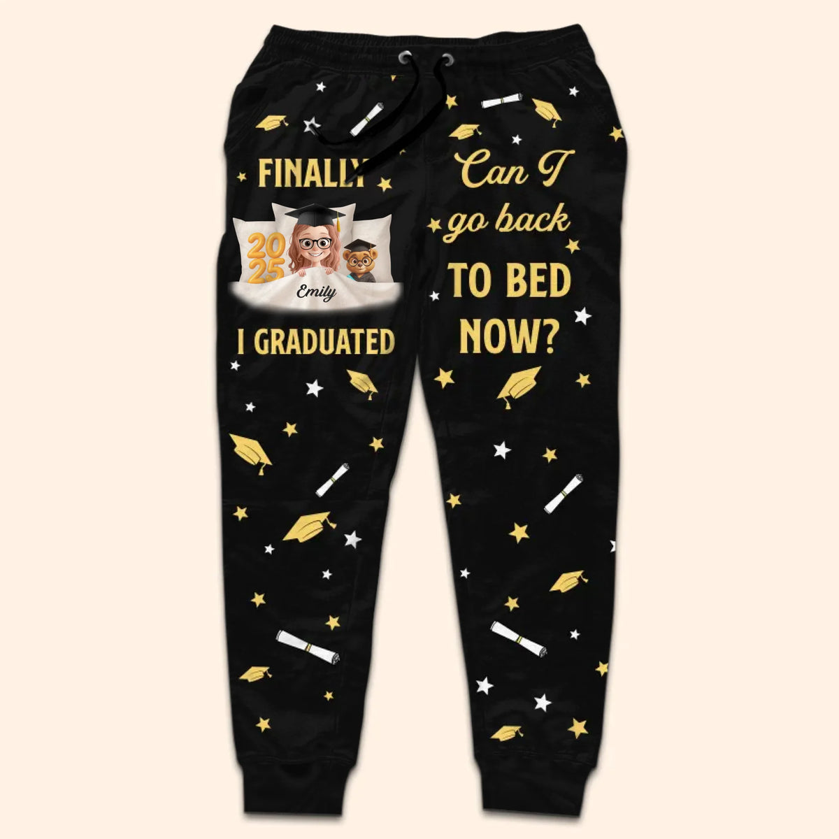 Diplôme en main, l'heure du coucher commence - Pantalon de survêtement unisexe personnalisé pour la famille - Cadeau de remise de diplôme pour les membres de la famille, les frères et sœurs