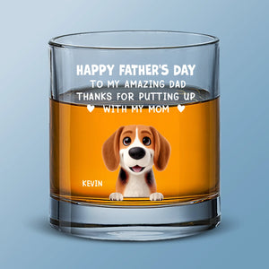 Happy Father's Day To My Amazing Dad - Dog Personalized Custom Whiskey Glass - Father's Day, Gift For Pet Owners, Pet Lovers
