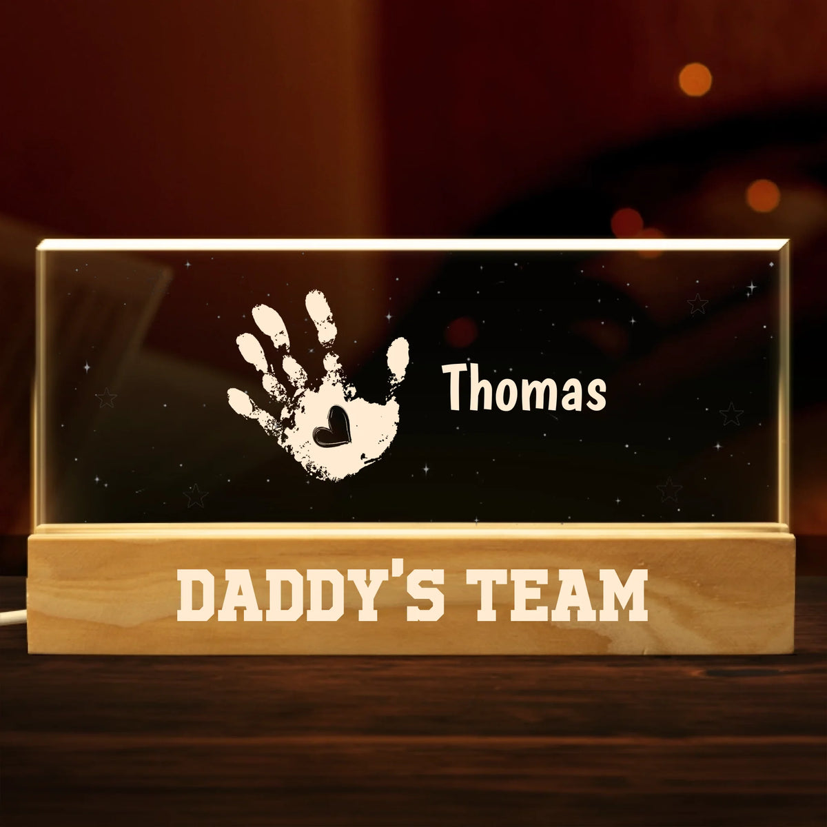 Toucher le cœur de papa au quotidien - Veilleuse LED 3D personnalisée en acrylique avec lettres - Cadeau pour la fête des pères, papa ou grand-père