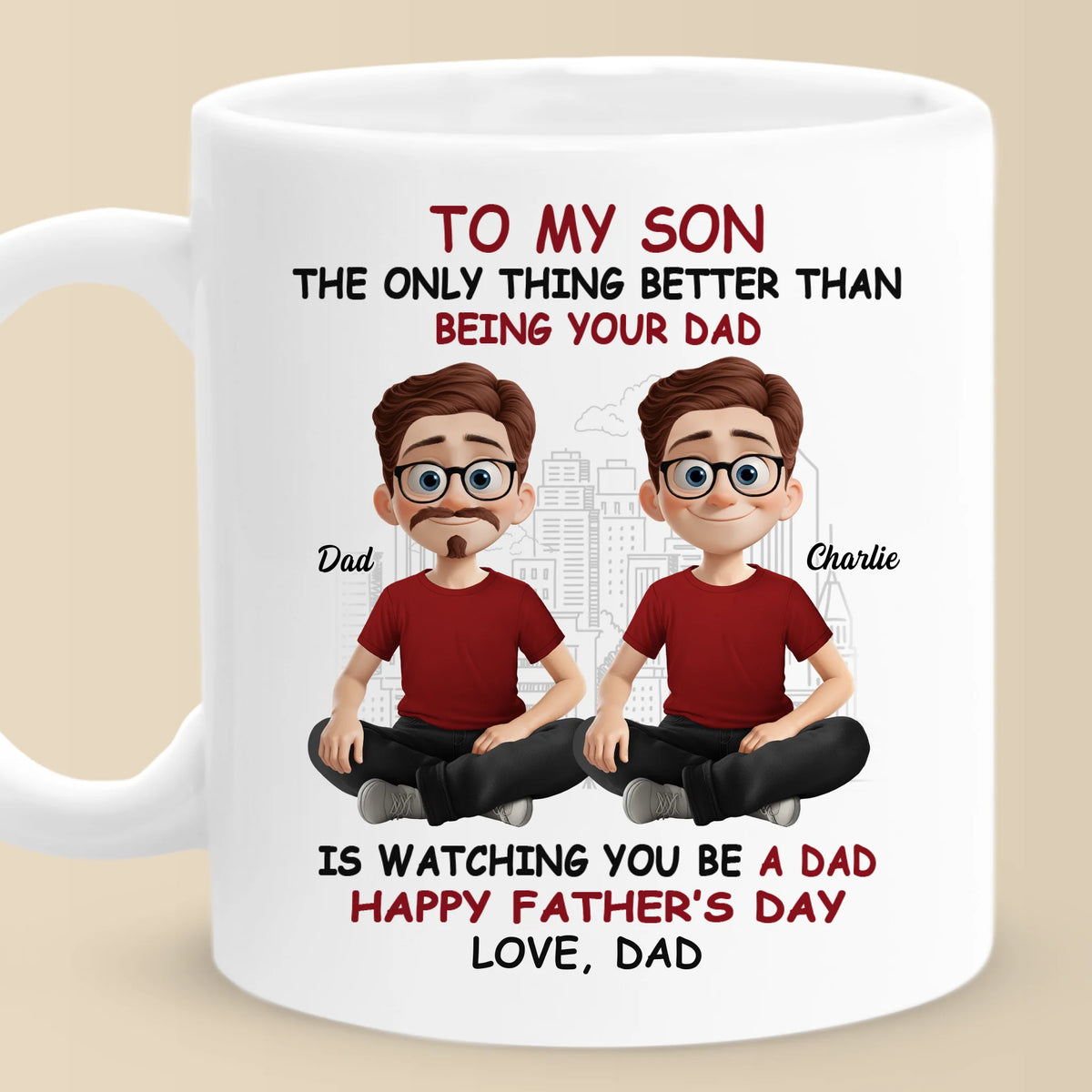 La plus grande joie de la vie est de te voir être papa - Mug personnalisé pour la famille - Fête des pères, cadeau pour fils