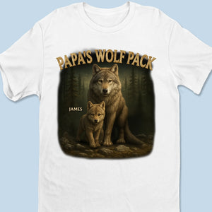 Papa’s Wolf Pack - Family Personalized Custom Unisex T-shirt, Premium T-shirt, Hoodie - New Arrival, Father's Day, Gift For Dad, Grandpa AMZ