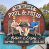 Cold Drinks, Hot Grill - Couple Personalized Custom Home Decor Wood Sign - Gift For Husband Wife, Anniversary